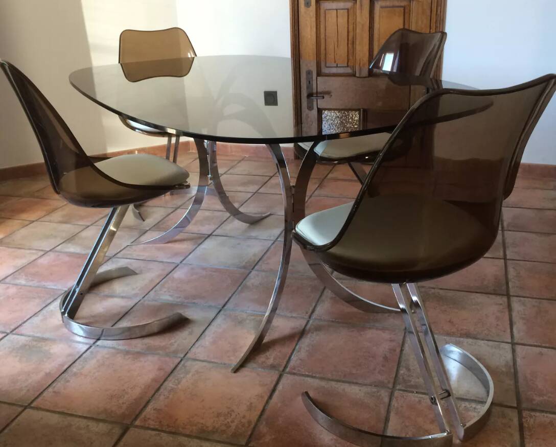 Euro Steel Furniture table and 4 chairs set 1970