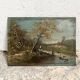 Old French Barbizon countryside painting