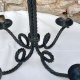 Pair of twisted wrought iron chandelier