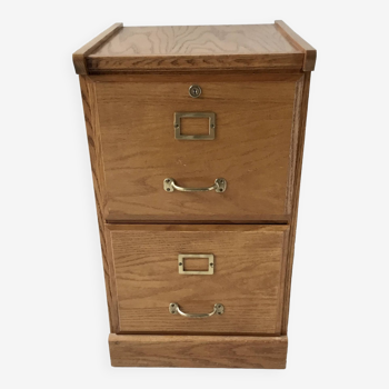 Wooden filing cabinet with 2 drawers - vintage trade furniture 1950