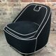 Retro vintage 80's armchair in black velvet with white trim