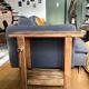 Restored antique wooden workbench
