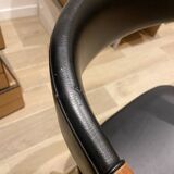 Danish office chair in teak and black vinyl, model 213