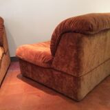 Vintage corner sofa modular velvet orange burned 70 years