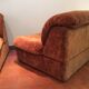 Canapé d'angle vintage modulable velour orange brûlé années 70