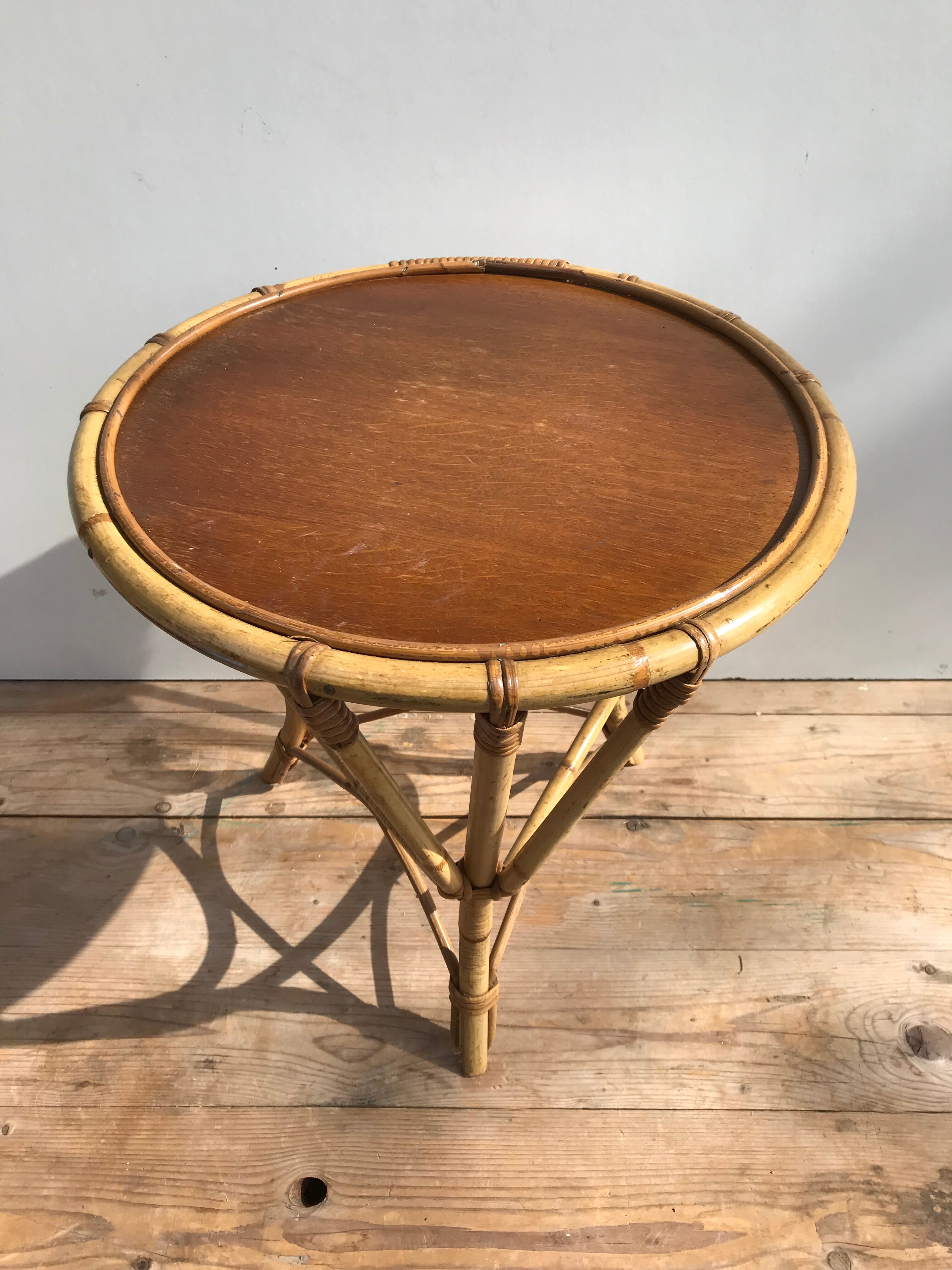 Rattan coffee table 70s