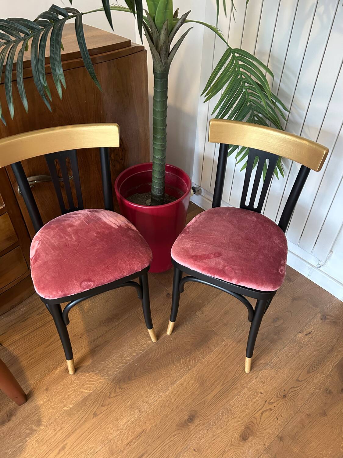 Redesigned powder pink bistro chair