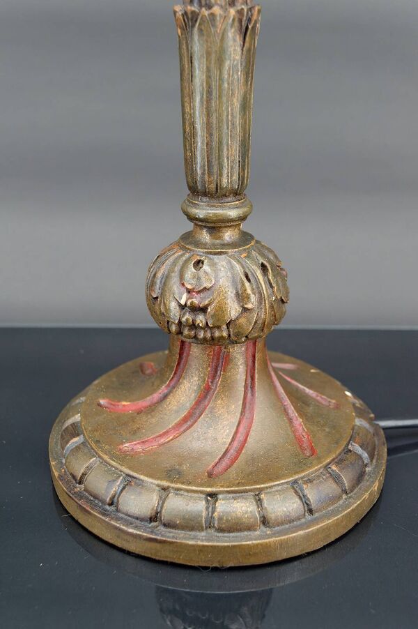 Grande lampe Art Deco en bois doré, France, circa 1920