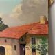 Country house with chickens, oil on canvas signed Perrot.