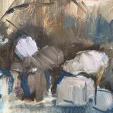 Large Abstractionism Landscape Oil Painting Signed Per Olof Netterblad, 1976