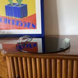 Hollywood regency black glass tray, Italy 1970s