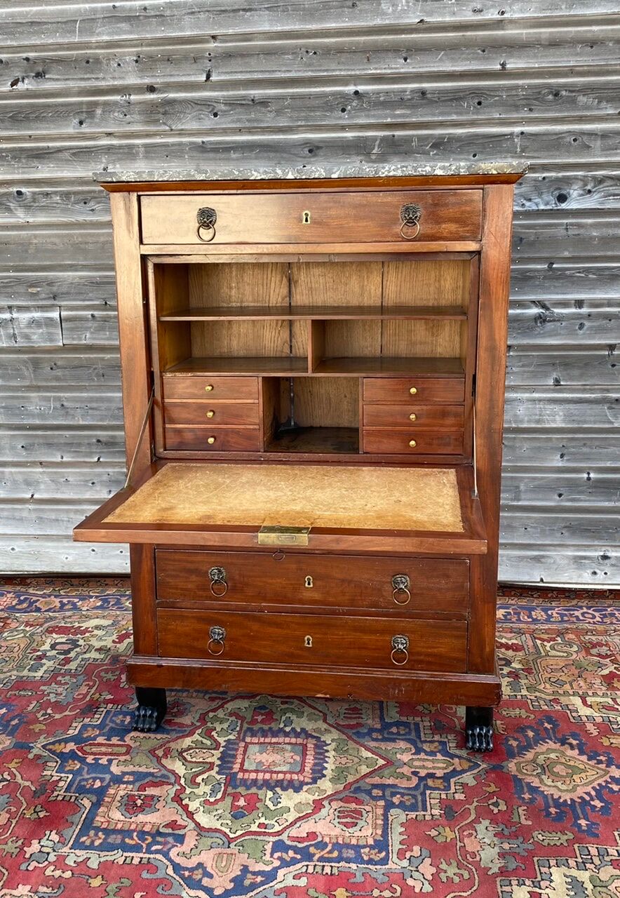 Secretary to abattant in mahogany period consulate xix eme century