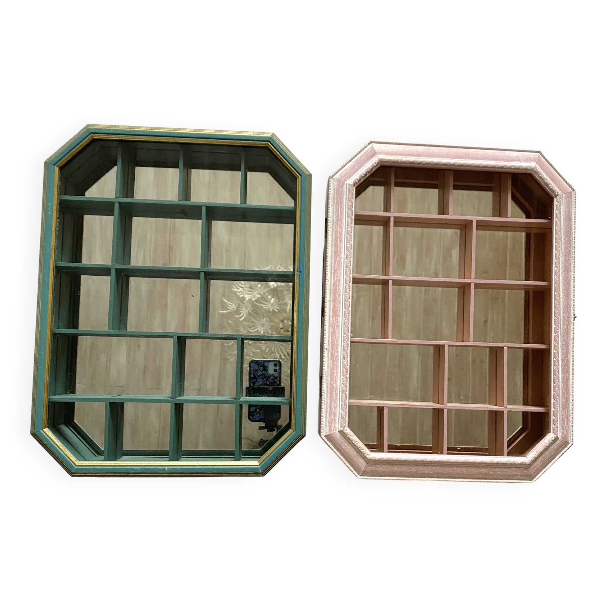 Vintage wall display cases