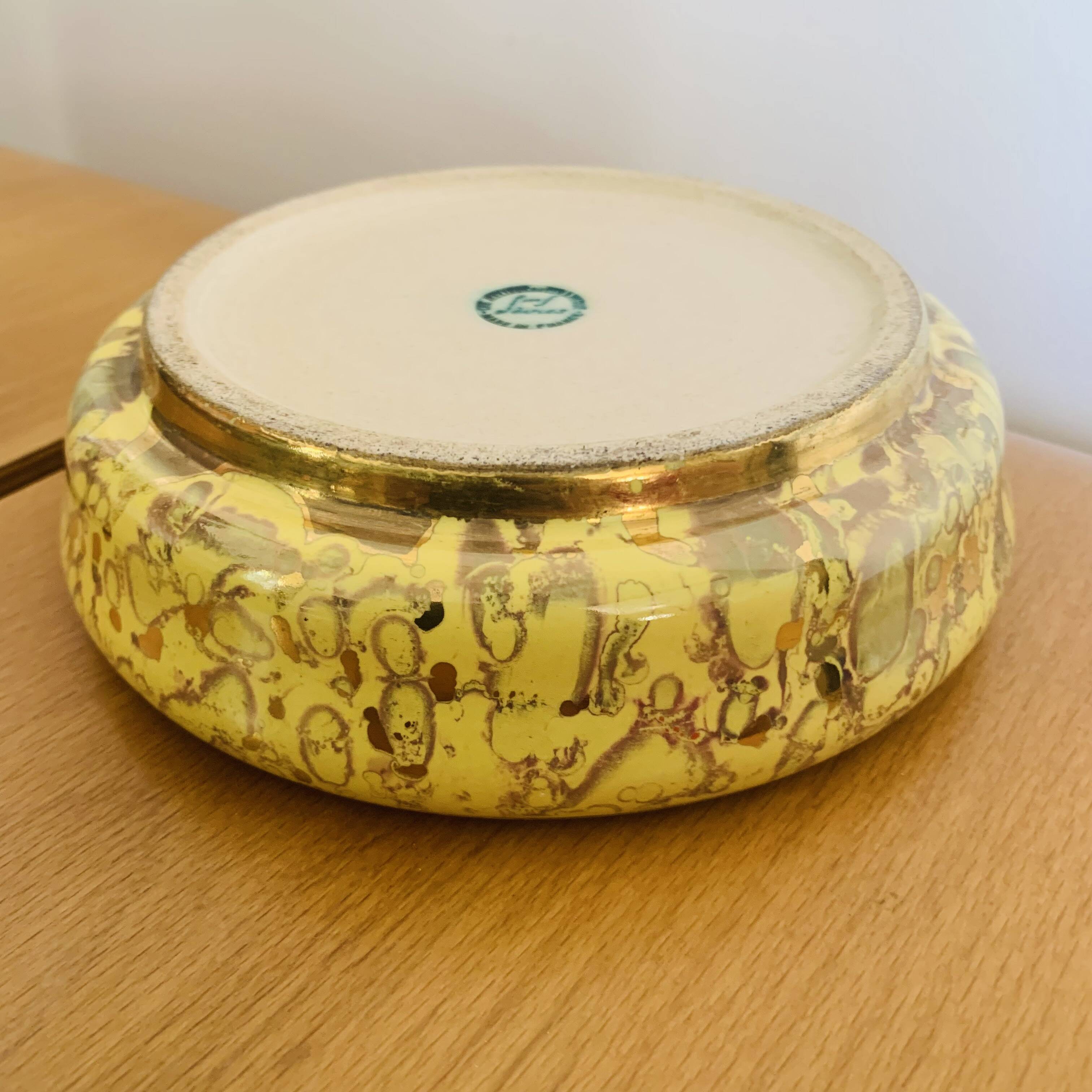 Yellow and gold catch-all, Jean Mazeaud & Faverot, Ateliers Sèvres MF