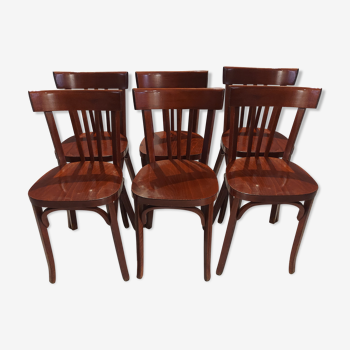 Suite de 6 chaises de bistrot Baumann vintage années 1970