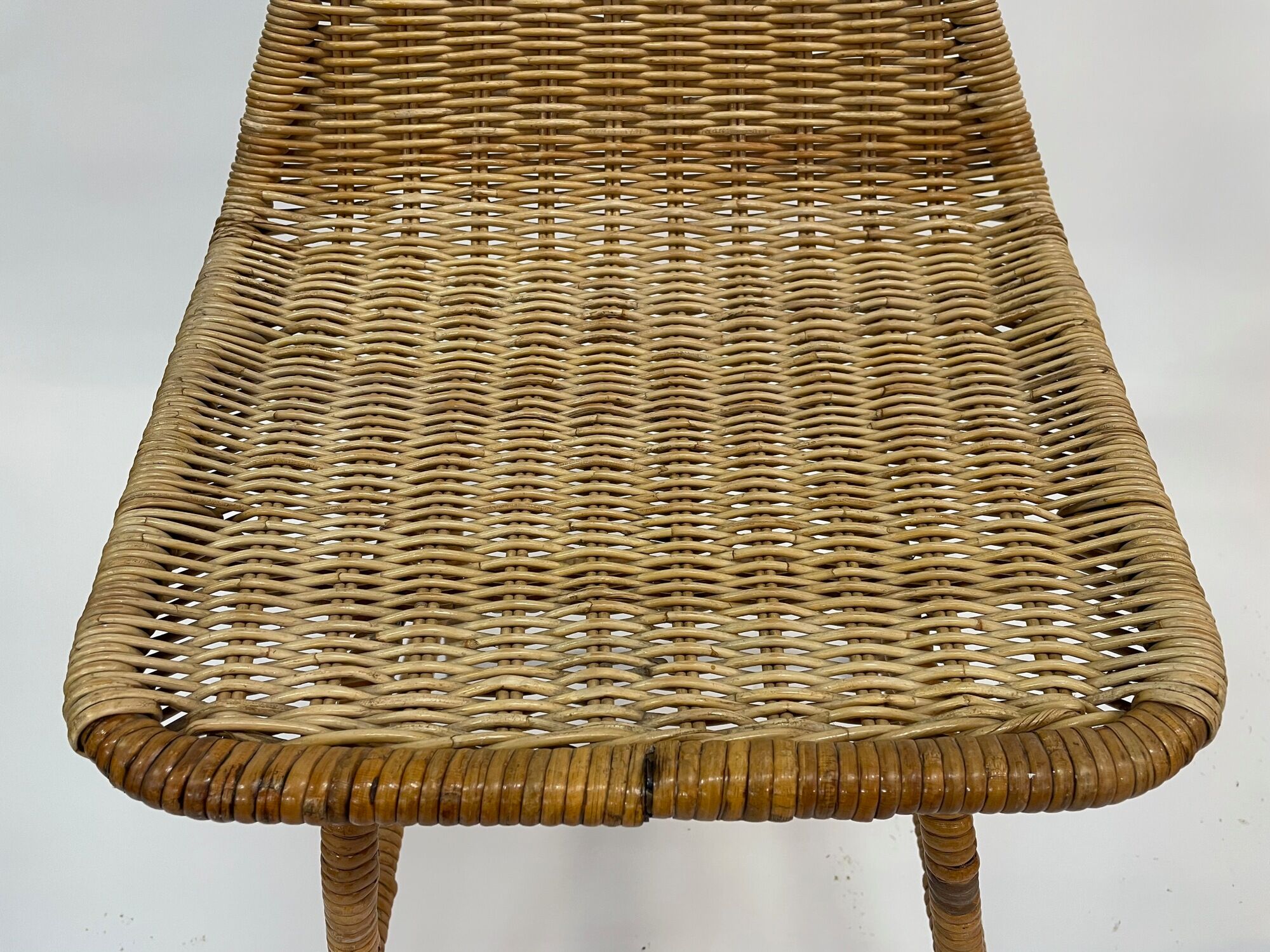 Suite of six vintage bar stools in rattan design Rohe 1960