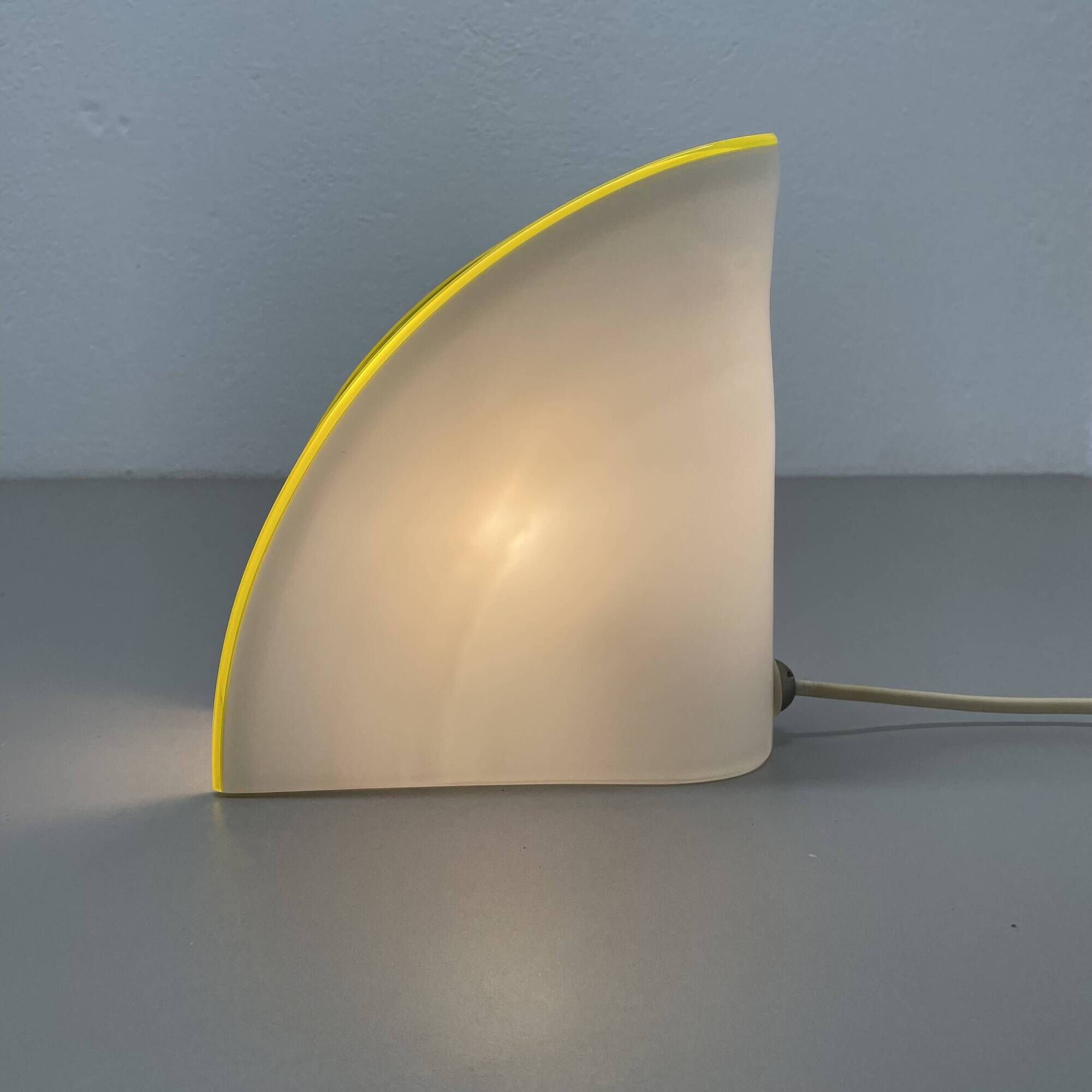 Minimalist White and Yellow Murano Glass Table Lamp by De Majo, Italy 1970s