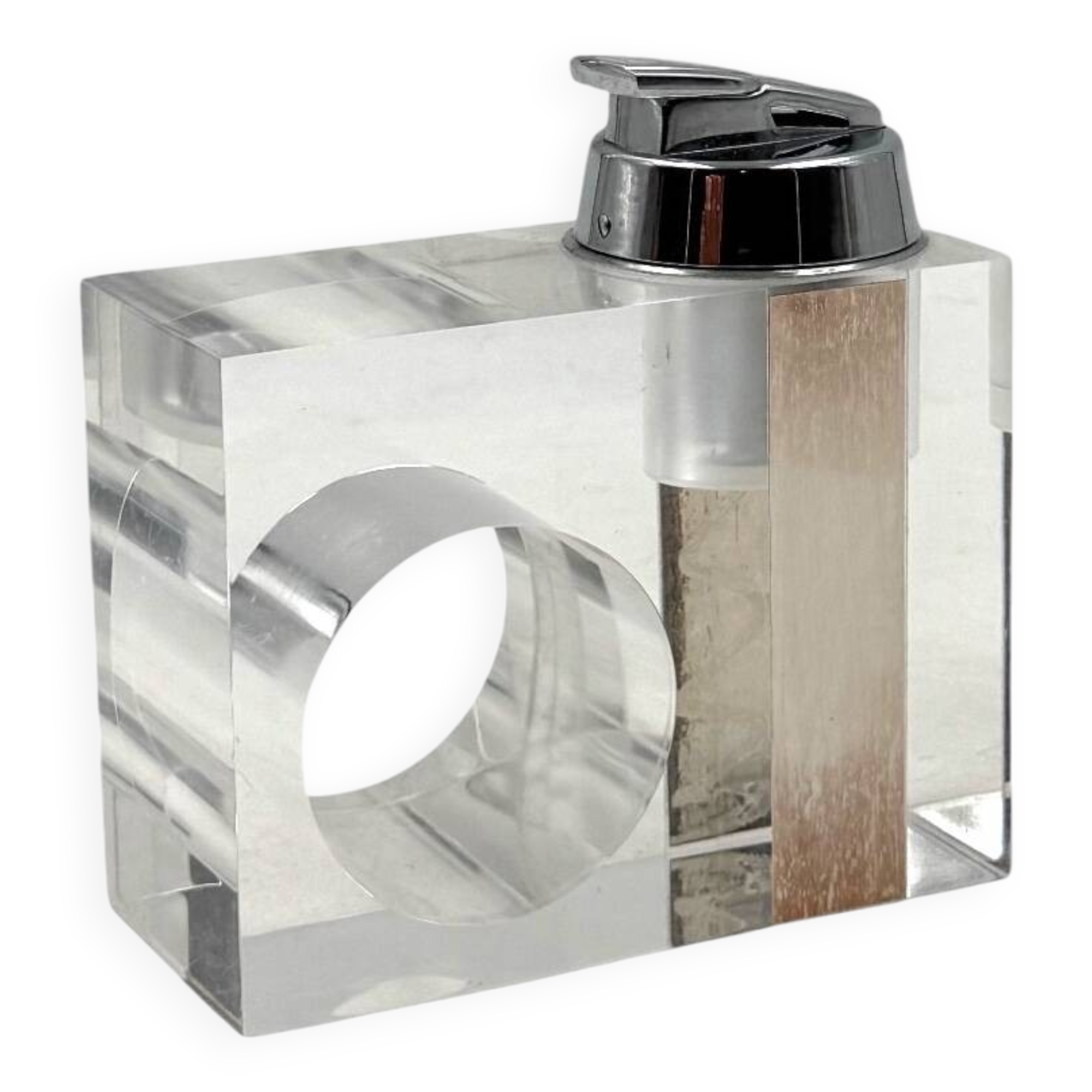 Space age clear lucite table lighter, Italy 1970s