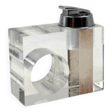 Briquet de table en lucite transparent de l'ère spatiale, Italie des années 1970