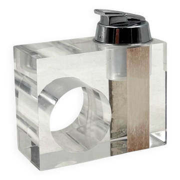 Space age clear lucite table lighter, Italy 1970s