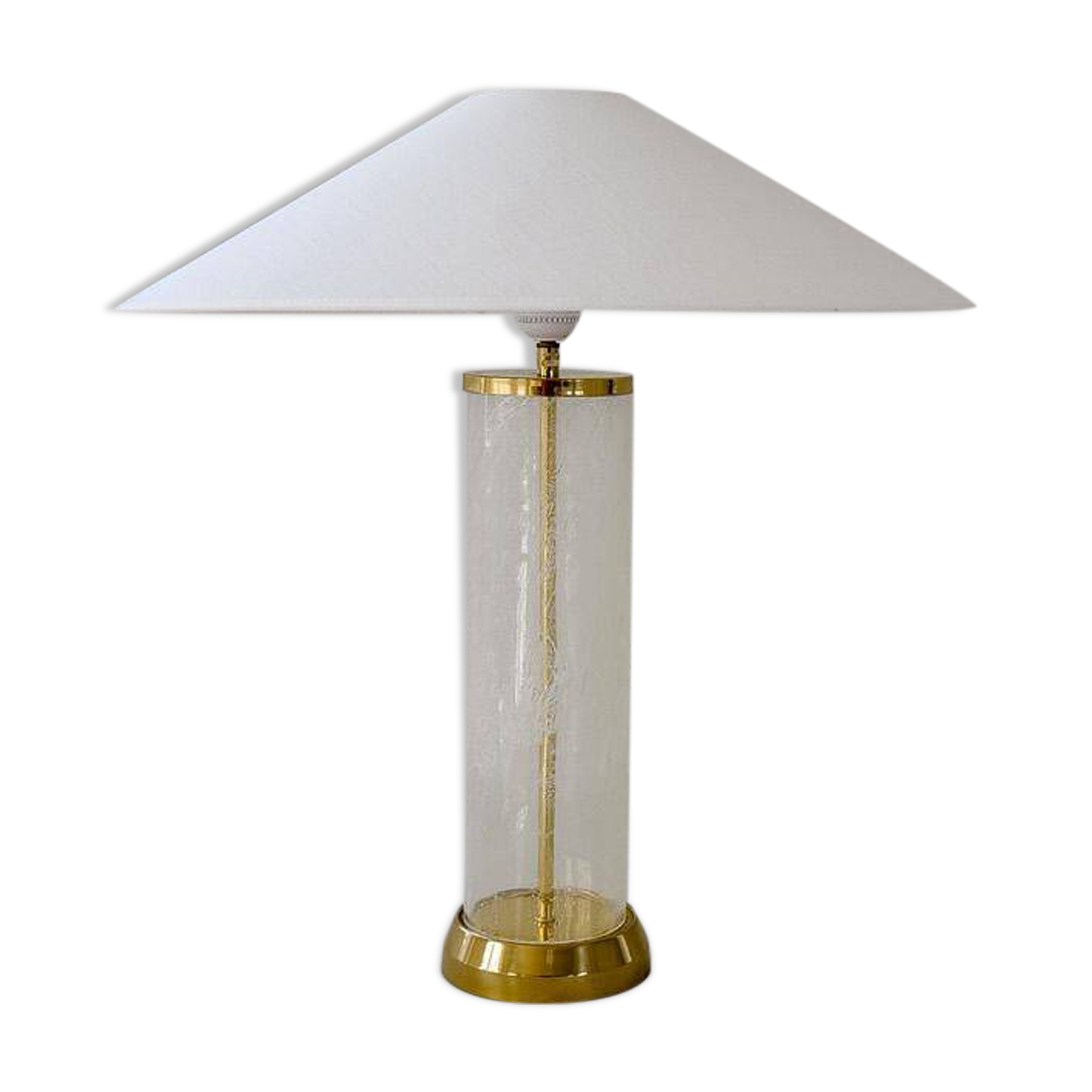 Mid-century glass and brass table lamp Bergbom B-019 Sweden 1960s