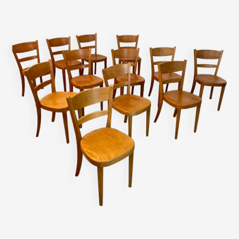 Lot 12 chaises de bistrot bois  par Horgen Glarus années 70 vintage