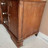 Commode en bois et marbre beige