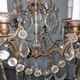 Brass chandelier with glass shaft, crystal tassel plates and daggers - 6 lights