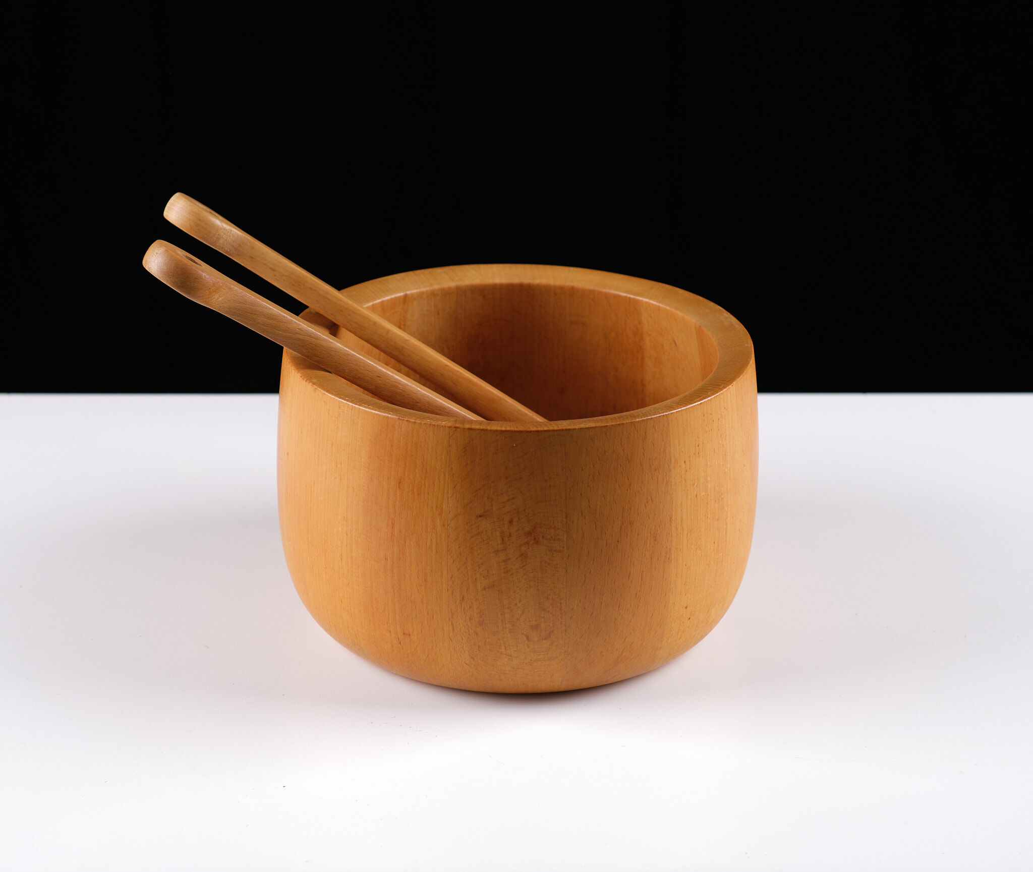 Richard Nissen solid teak salad bowl set, 1960s, Denmark