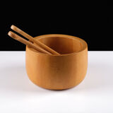 Richard Nissen solid teak salad bowl set, 1960s, Denmark