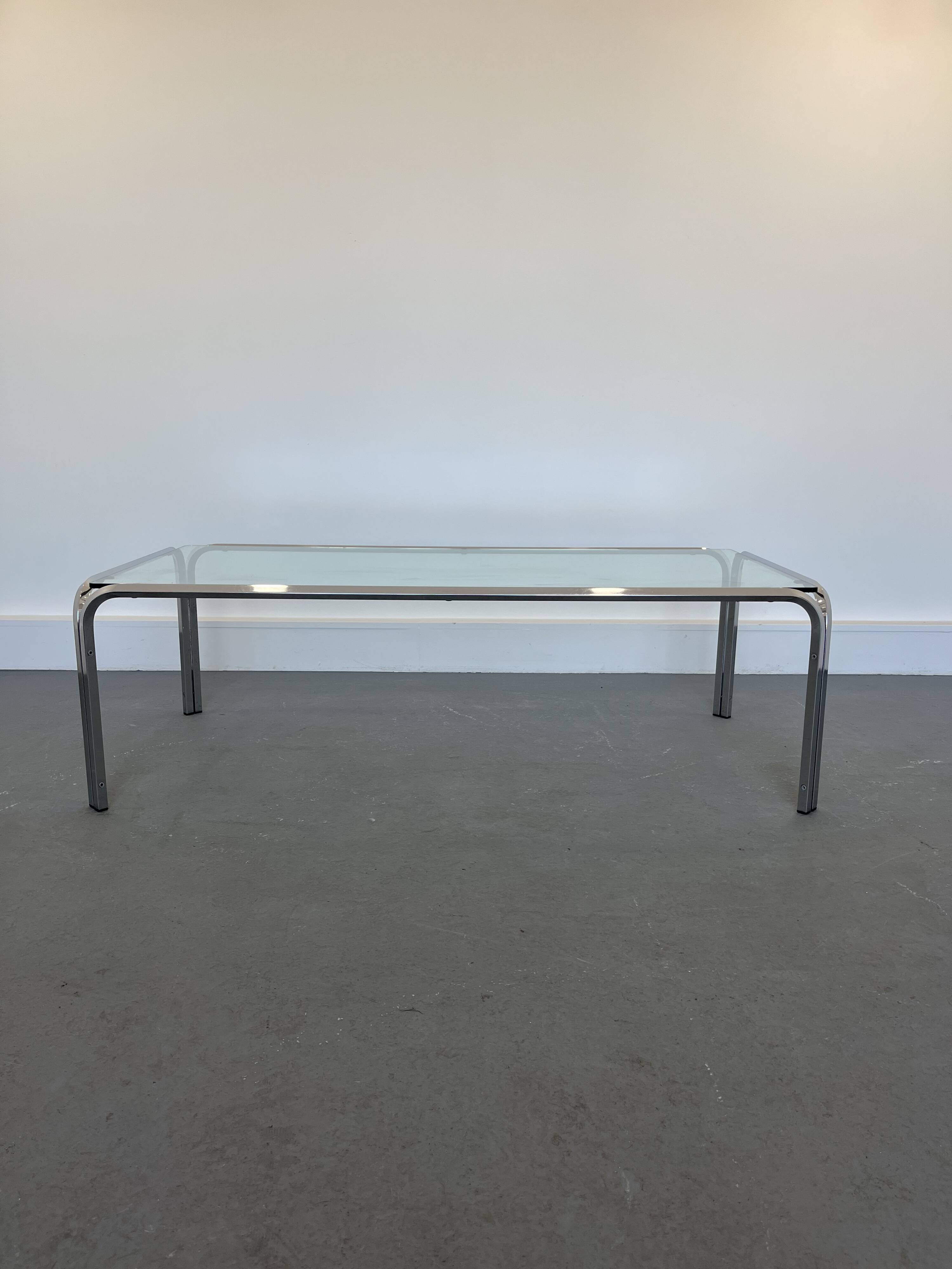 Vintage coffee table with  glass & chrome frame, 1970s
