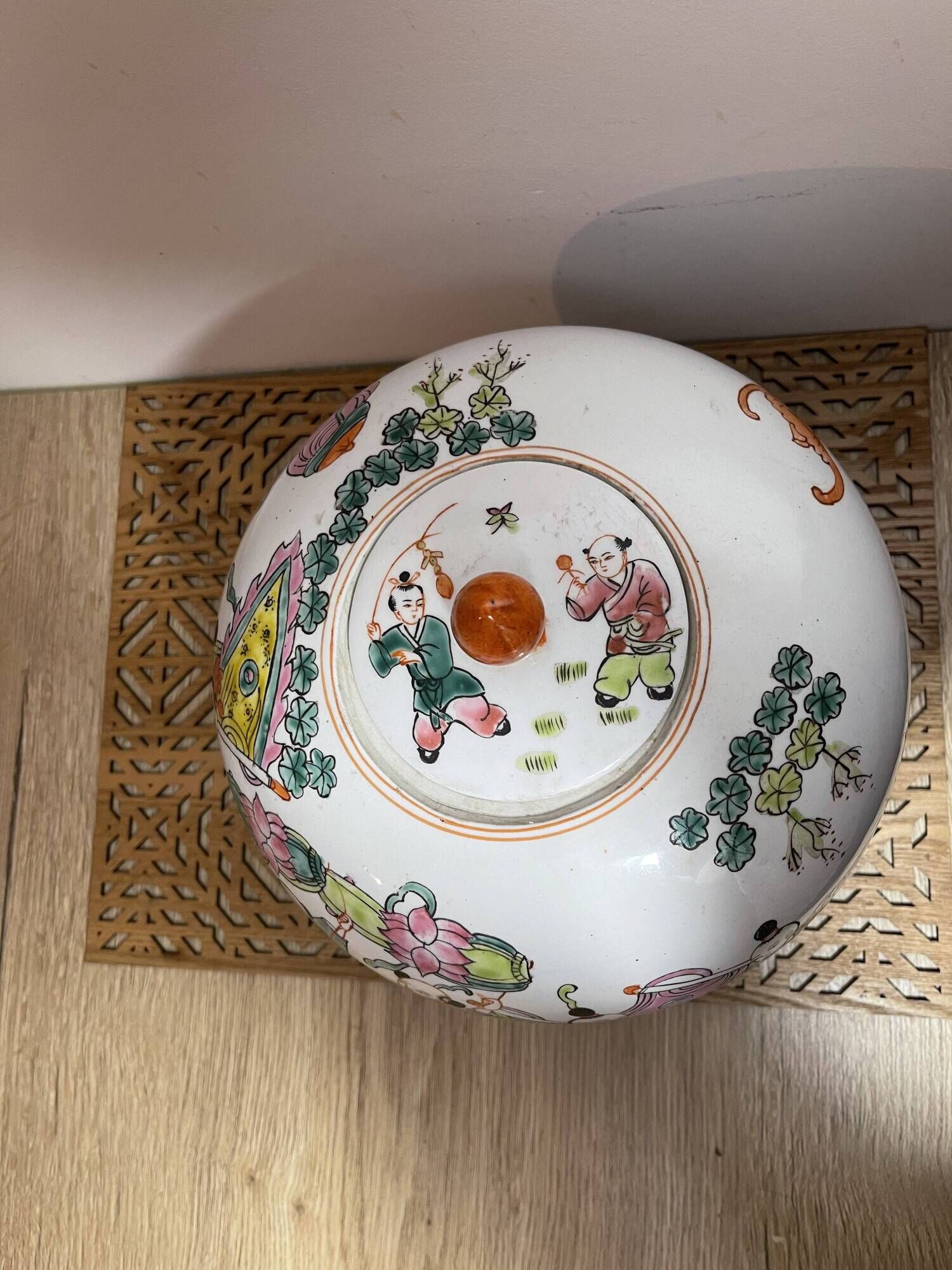 Ancient big ginger pot jar potiche chinese pink family 19th Qing dynasty