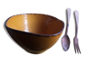 Saladier en céramique avec fourchette et cuillère bois