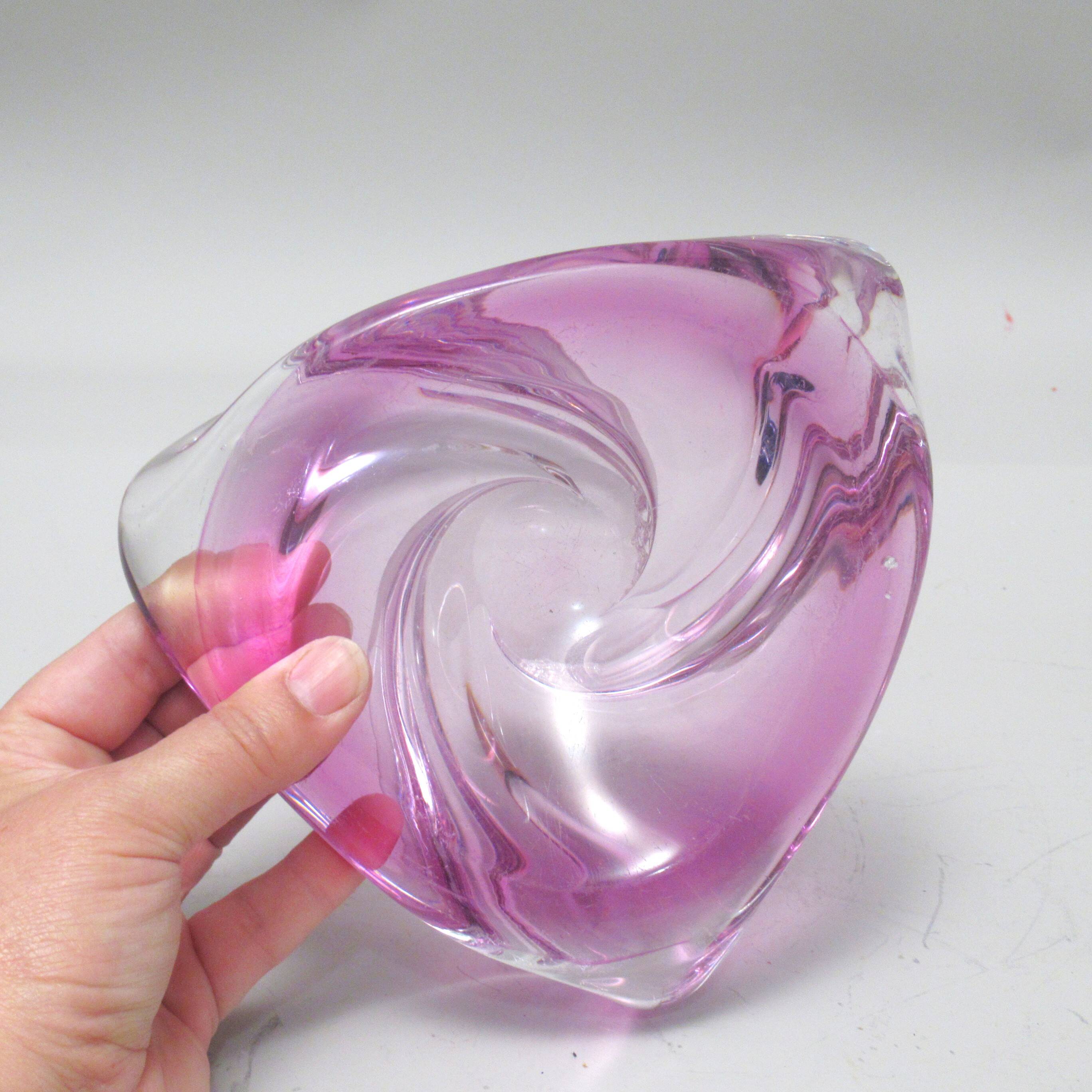 Pink glass vide poche Val St Lambert 1960s