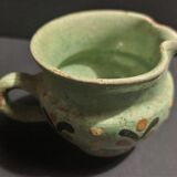 Glazed terracotta cream pot alsace Soufflenheim early twentieth century