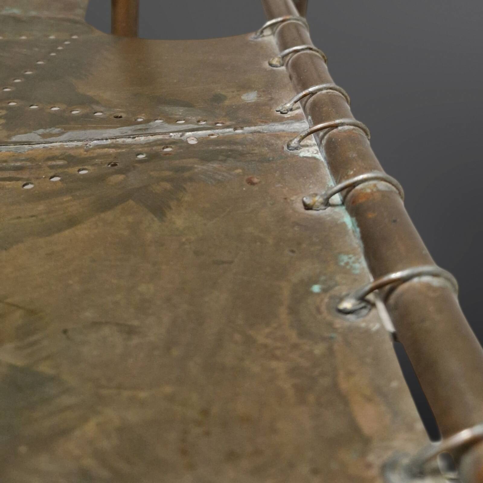 Copper and brass throne chair by Cor de Ree, Netherlands 1990