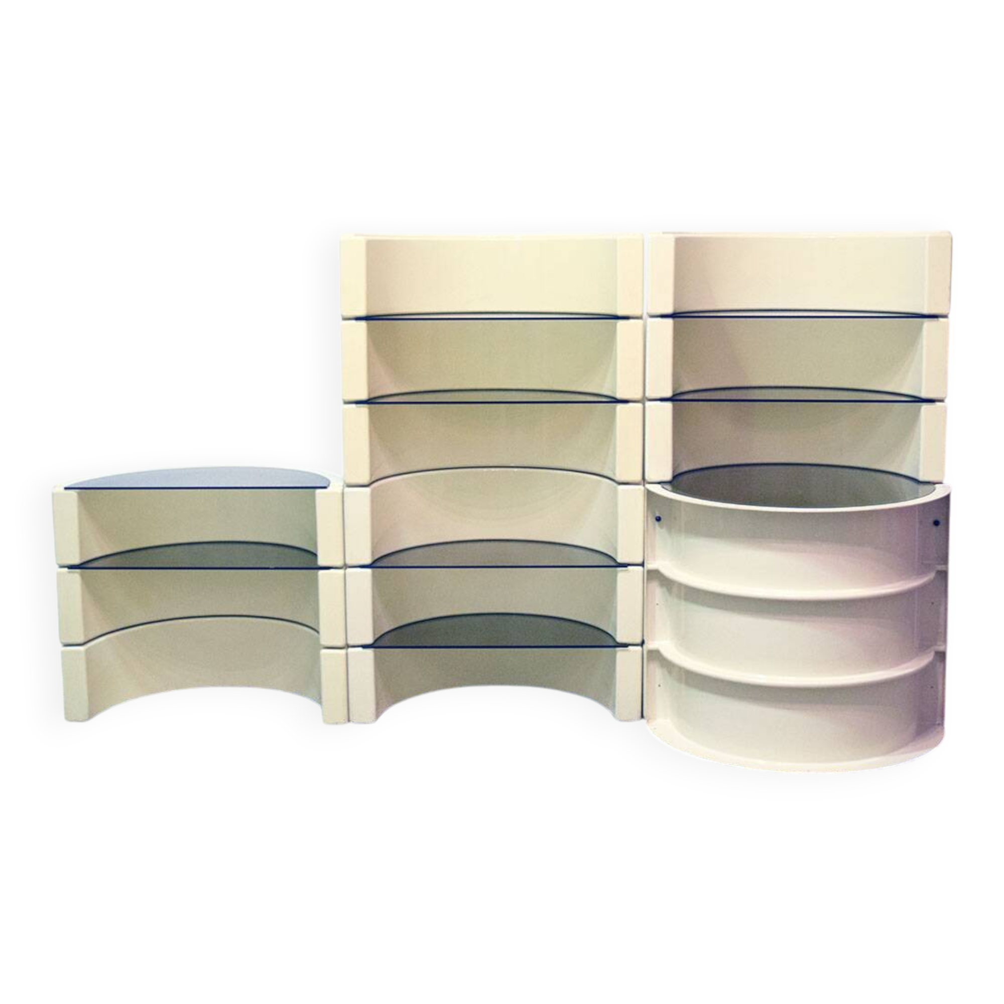 Modular plastic and glass bookcase/bar, Italy, 1970s