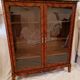 Napoleon III display cabinet in marquetry, Louis XV style, black marble, gilded bronze.