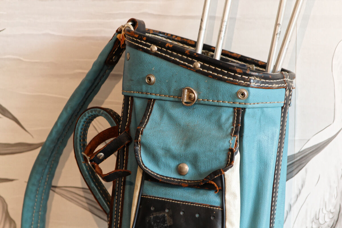 Burton golf bag and vintage clubs