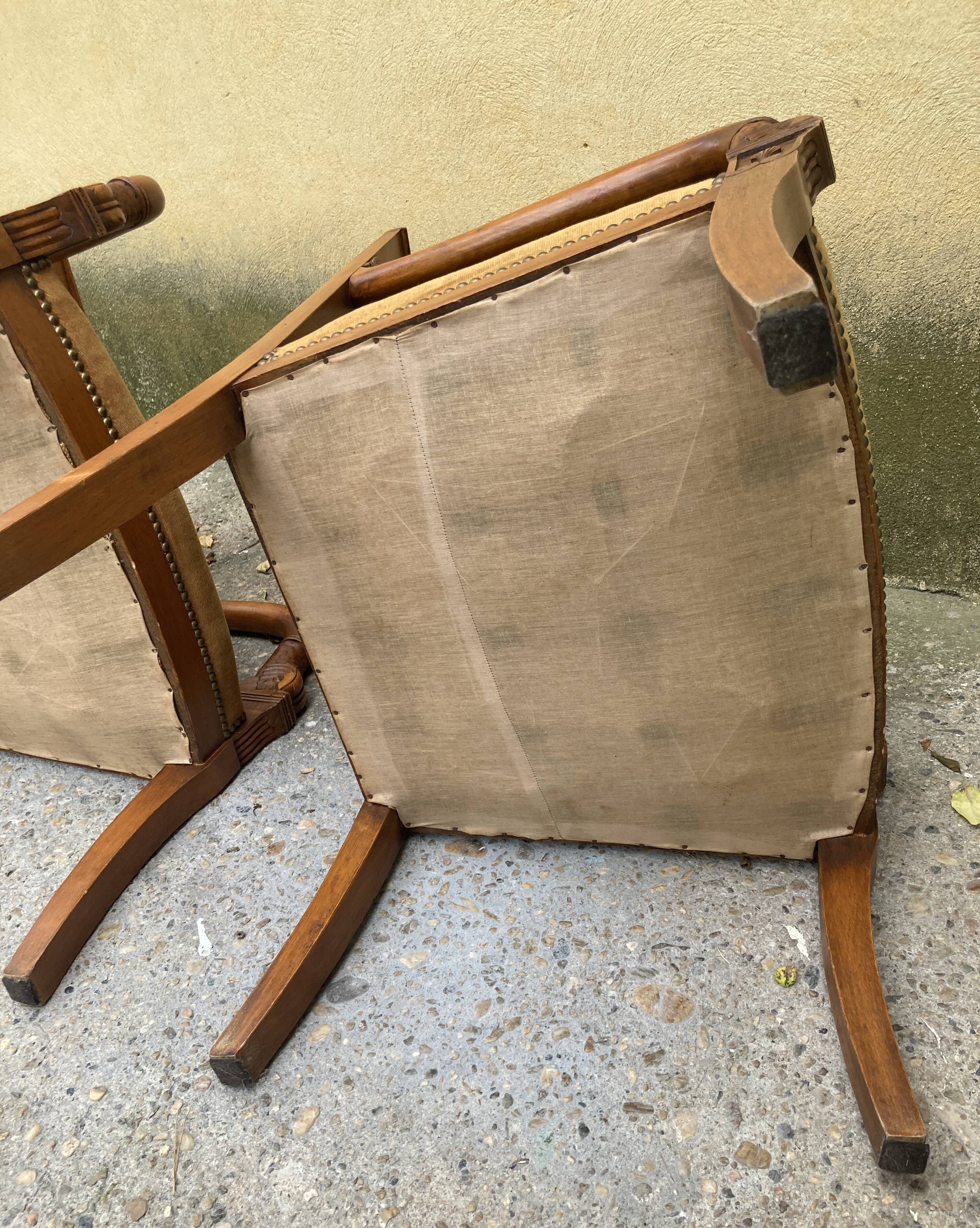 Pair of mustard-colored armchairs - classic style
