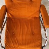 Lama 1970 relax armchair, orange velvet lounge chair