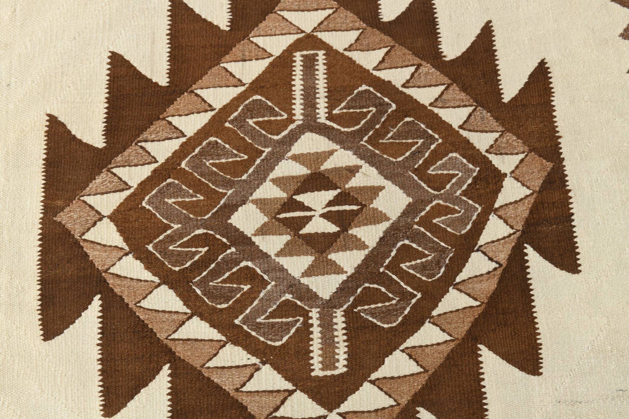 Tapis de couloir Kilim beige et marron 3x12, tapis turc délavé, 95x373 cm