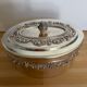 Silver metal biscuit tin