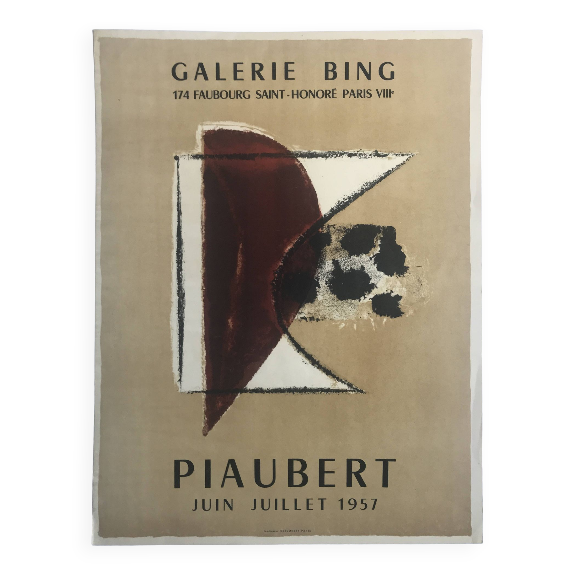 Jean PIAUBERT, Bing Gallery, 1957. Original lithograph poster