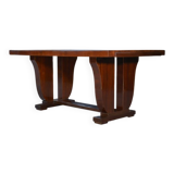 Art Deco mahogany veneer table in the style of Jules Leleu, 1930s