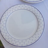 Ensemble 4 assiettes plates blanche et bleu