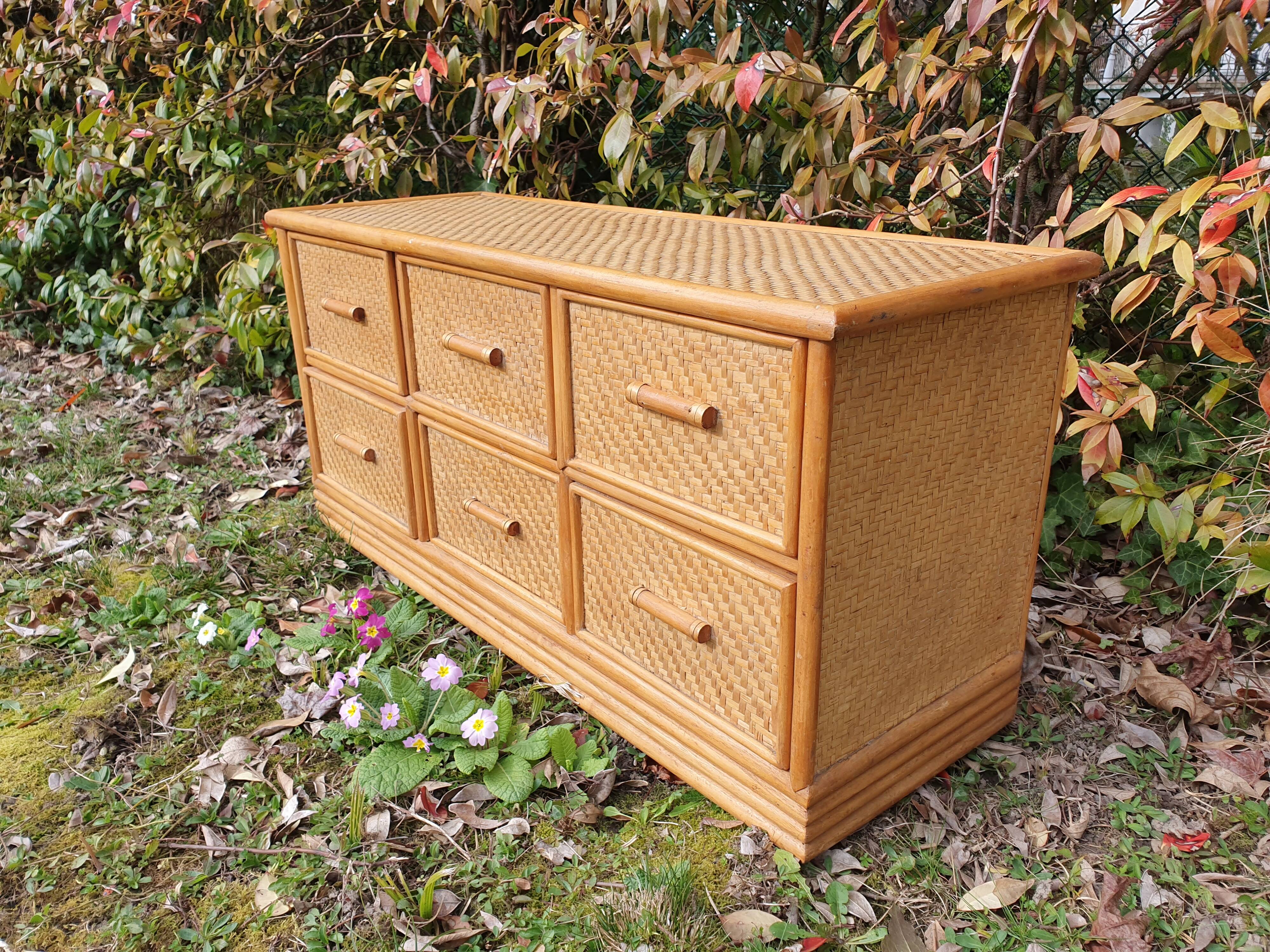 Meuble rotin vintage