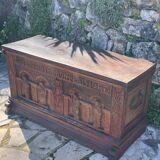 Richly carved solid oak chest from the 17th century