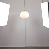 Mid-Century Modern Italian Opaline Glass and Brass Pendant Lamp
