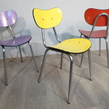 3 colored formica chairs